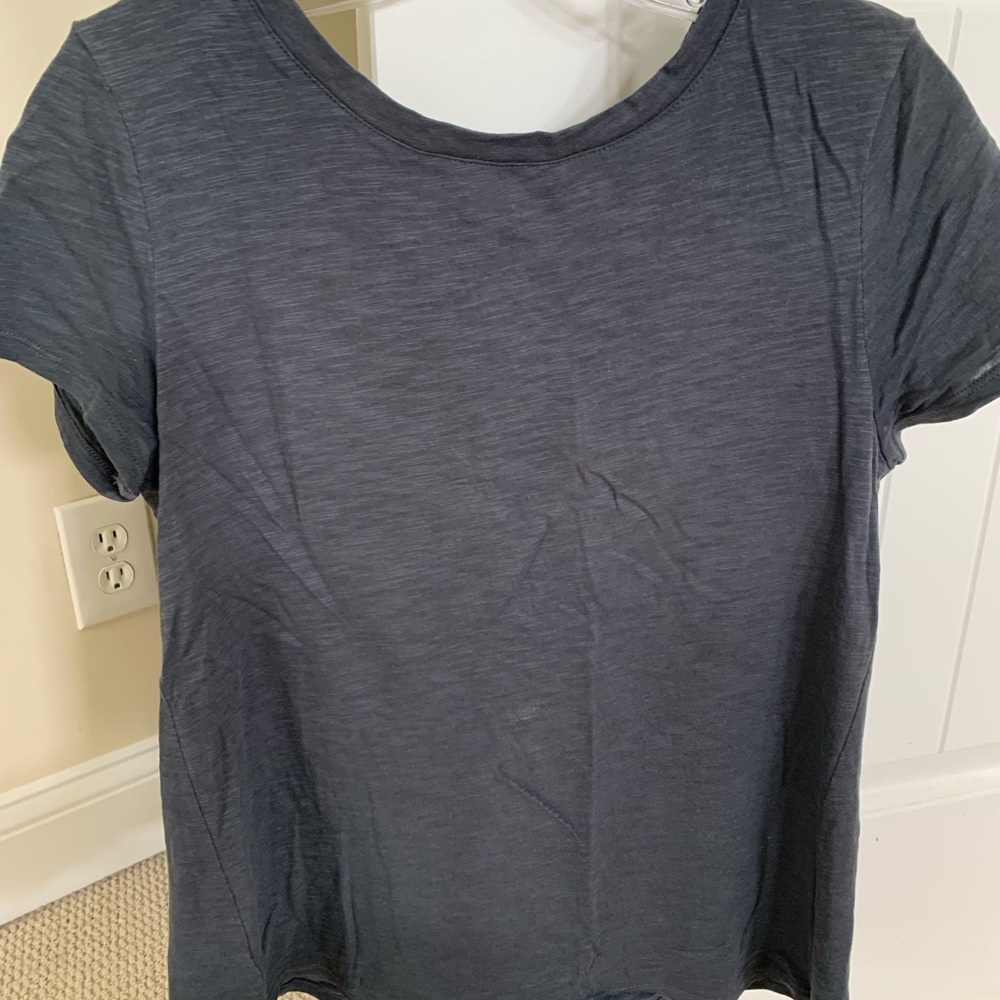 Loft charcoal gray tee with lace up back